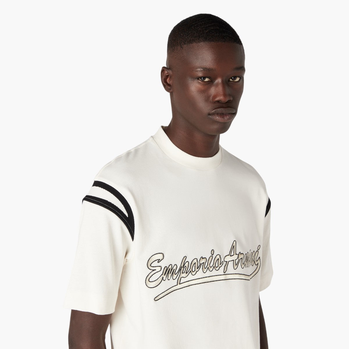 Varsity Style Cotton Relaxed Fit Crew Neck T-Shirt