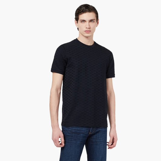 Mercerised Jersey T-Shirt With All Over Jacquard Logo