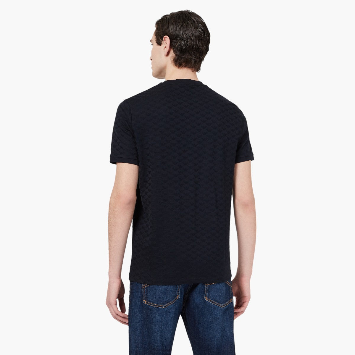 Mercerised Jersey T-Shirt With All Over Jacquard Logo