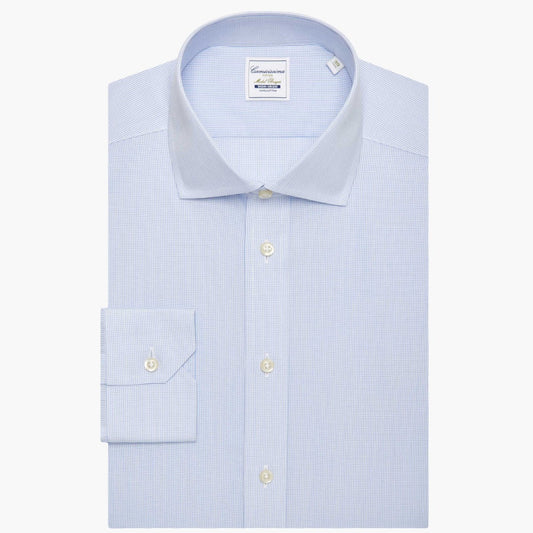 Bruges Non-Iron Blue Checked Fitted Shirt Bruges Francese