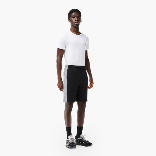 Printed Unbrushed Fleece Colourblock Jogger Shorts