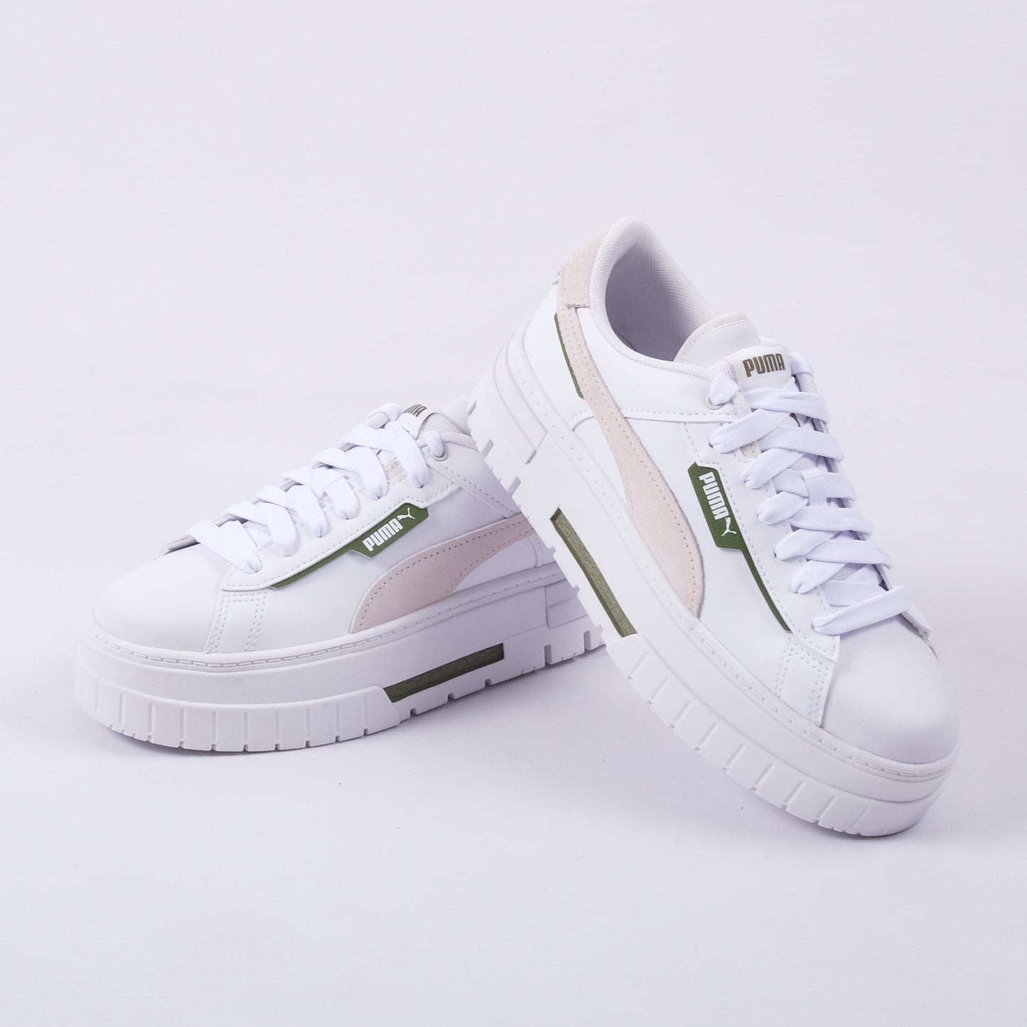 Mayze Crashed Sneakers (White/Vapour Grey)