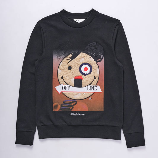 Off Line Fur Applique Sweater (Black)