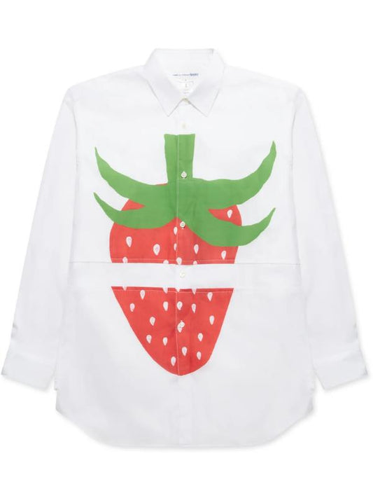 Comme Des Cargons Shirt Strawberry White